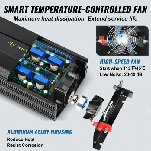 VEVOR Grynos sinusoidės keitiklis TP-3000W, 3000 W, 24 V DC į 230 V AC