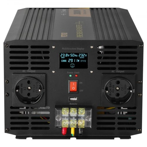 VEVOR Grynos sinusoidės keitiklis TP-3000W, 3000 W, 24 V DC į 230 V AC
