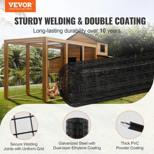 VEVOR Hardware cloth vielos tinklo ritinys, 1220 x 15240 mm, 16 gauge, cinkuotas, su viniline danga