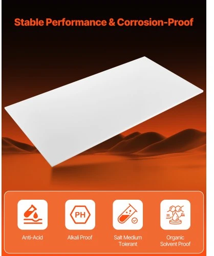 Koduva VEVOR HDPE plastiko plokštė, 24 x 48 col. / 610 x 1219 mm, 1/2 col. / 13 mm, balta