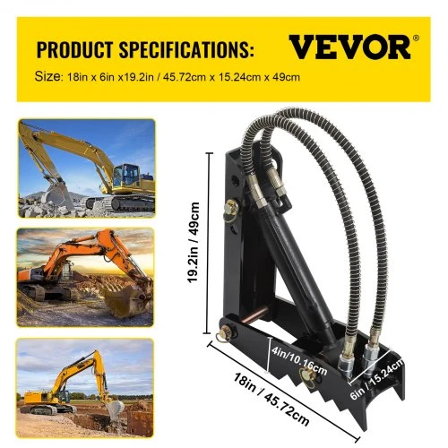 Koduva VEVOR hidraulinis ekskavatoriaus nykštys, 45,72 cm, 12,70 mm storio, plieno, juodas