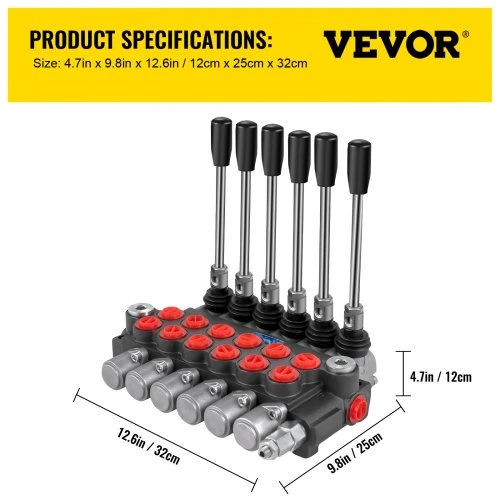 VEVOR Hidraulinis kryptinis valdymo vožtuvas, 6 ritės, 11 GPM, 3600 PSI