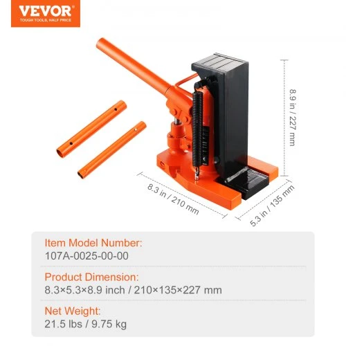 VEVOR Hidraulinis pėdos domkratas, 2,5 t/5 t, 0,8–5,3 in ir 8,9–13,4 in