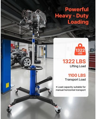 VEVOR Hidraulinis transmisijos domkratas, 1322 lbs / 0,6 t, teleskopinis, su kojiniu pedalu, 88–176 cm