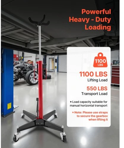VEVOR Hidraulinis transmisijos keltuvas, 1100 lbs / 0,5 t, 112–187 cm, su kojiniu pedalu