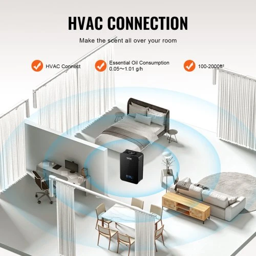 Drėkintuvas Koduva VEVOR HVAC kvapų difuzorius, 180 ml, šalto oro technologija, vandens nereikalaujantis, iki 2000 pėd²