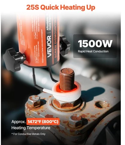 VEVOR Indukcinis kaitintuvas varžtų nuėmimui, 1500 W 230 V, nešiojamas komplektas
