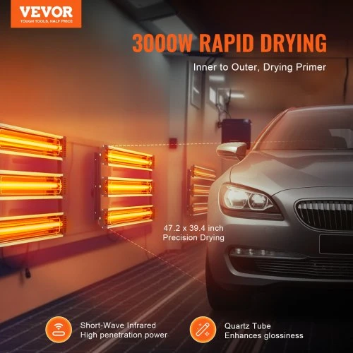 Koduva VEVOR infraraudonųjų spindulių dažų džiovinimo lempa, 2 rinkiniai, 3000 W