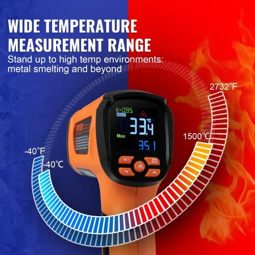 Koduva VEVOR infraraudonųjų spindulių termometras, -40~2732°F, dvigubo lazerio, bekontaktis