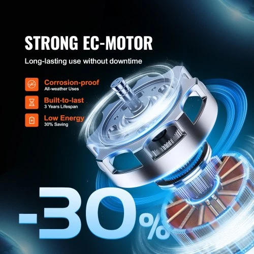 Koduva VEVOR inline ortakinis ventiliatorius, 203,2 mm, 807 CFM, su temperatūros ir drėgmės valdikliu