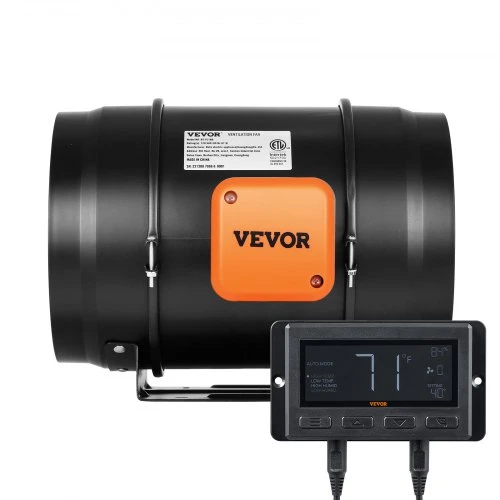 Koduva VEVOR inline ortakinis ventiliatorius, 203,2 mm, 807 CFM, su temperatūros ir drėgmės valdikliu