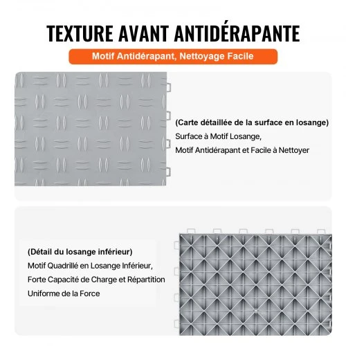 VEVOR Interlocking garažo plytelės 12 x 12 x 0,53 col. 50 vnt., sidabrinės