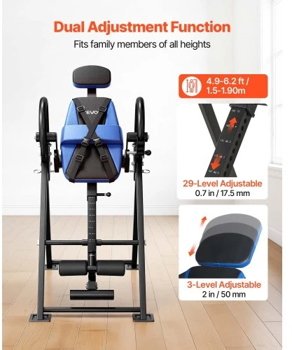 Koduva VEVOR inversion table QD002C, 136 kg, mėlyna ir juoda