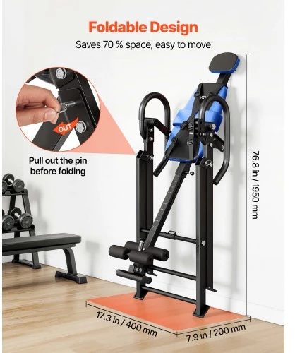 Koduva VEVOR inversion table QD002C, 136 kg, mėlyna ir juoda
