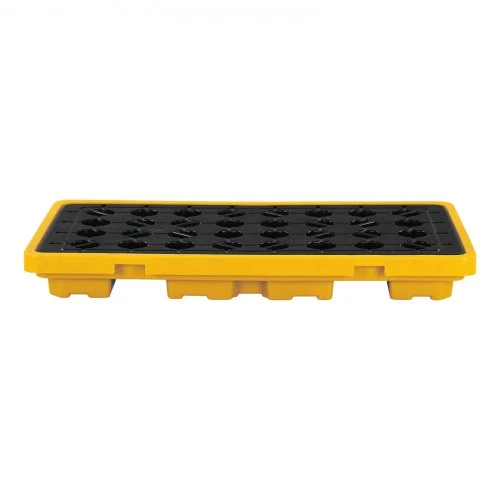 Koduva VEVOR išsiliejimo sulaikymo padėklas 2 statinėms, žemo profilio modulinė platforma, 79,5 l, 2000 kg, 1316 x 680 x 150 mm, geltonas