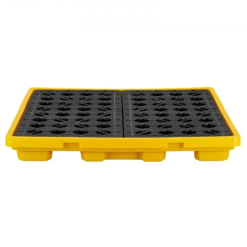 Koduva VEVOR išsiliejimų sulaikymo padėklas 4 statinėms, žemo profilio platforma, 117,4 l, 4000 kg, 1305x1280x150 mm, geltonas