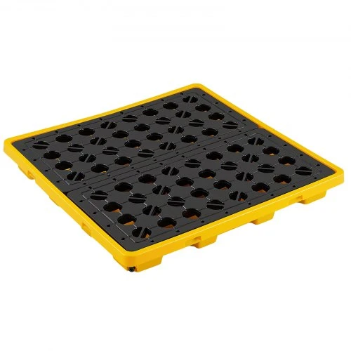 Koduva VEVOR išsiliejimų sulaikymo padėklas 4 statinėms, žemo profilio platforma, 117,4 l, 4000 kg, 1305x1280x150 mm, geltonas