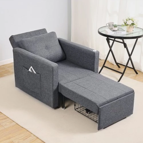 VEVOR Išskleidžiama sofa-lova su šonine kišene, pilka, LW-0666-1