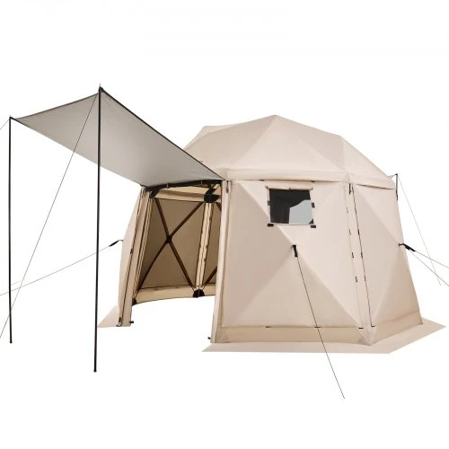 VEVOR Iššokanti pavėsinė su tinkleliu, 3,6 x 3,6 m, 13 pusių, smėlinė