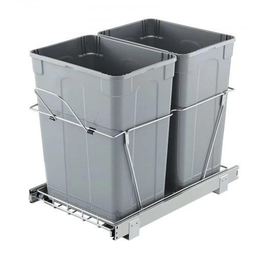 VEVOR Ištraukiama šiukšliadėžė virtuvės spintelei, dviguba po kriaukle, 35QT+35QT, su metaline bėgelių sistema
