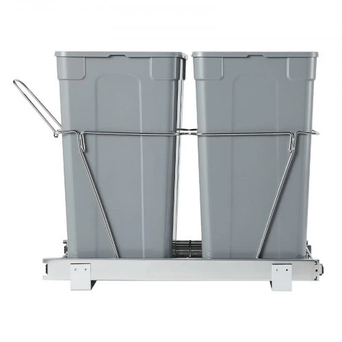 VEVOR Ištraukiama šiukšliadėžė virtuvės spintelei, dviguba po kriaukle, 35QT+35QT, su metaline bėgelių sistema