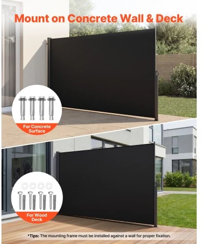 Koduva VEVOR ištraukiama šoninė markizė, 180 x 300 cm, juoda