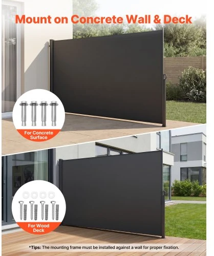 Koduva VEVOR ištraukiamas šoninis markizė, 180 x 300 cm, pilka