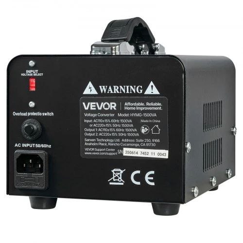Koduva VEVOR įtampos keitiklis transformatorius, 1500VA, 110V/220V