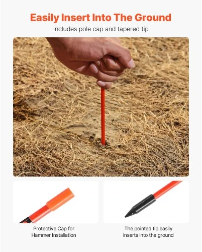 VEVOR Įvažiavimo žymekliai, 20 vnt., 122 cm, ø6,35 mm, šviesą atspindintys