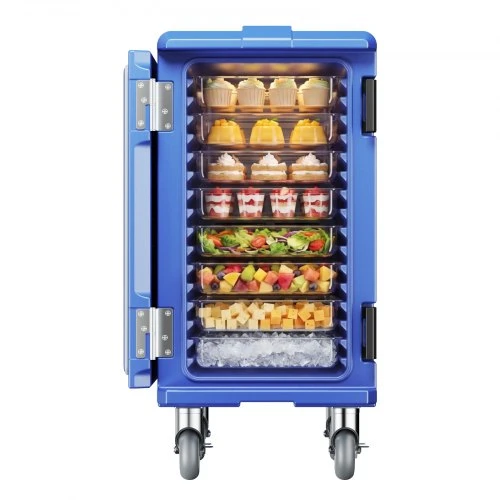 VEVOR Izoliuotas maisto dėklų vežimėlis BW-120, mėlynas, 120 l