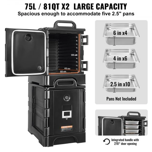 Koduva VEVOR izoliuotas maisto indų konteineris, BW-75, 2 vnt., 75 l