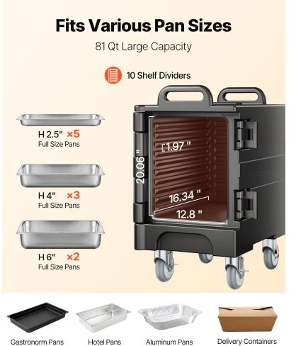 VEVOR Izoliuotas maisto indų konteineris BW-75, 75 l