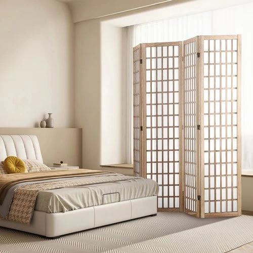 VEVOR Japoniška kambario pertvara, 4 panelių, natūrali