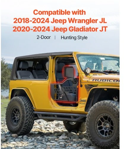 VEVOR Jeep vamzdinės durys, 2 durų, skirtos Jeep Wrangler JL ir Gladiator JT