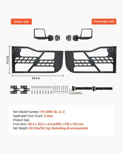 VEVOR Jeep vamzdinės durys, 2 durų, skirtos Jeep Wrangler JL ir Gladiator JT