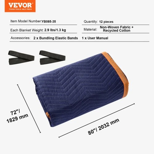 Koduva VEVOR judėjimo antklodės, 203,2 x 182,9 cm, mėlyna/oranžinė, 12 vnt.