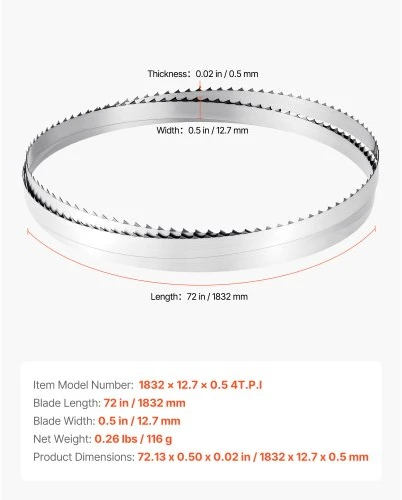 VEVOR Juostinio pjūklo geležtė, 1832 mm, 12,7 mm, 1 pak.