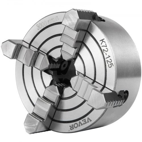 VEVOR K72-125 5 colių 4 žandų tekinimo griebtuvas, 125 mm, nepriklausomas, reversinis