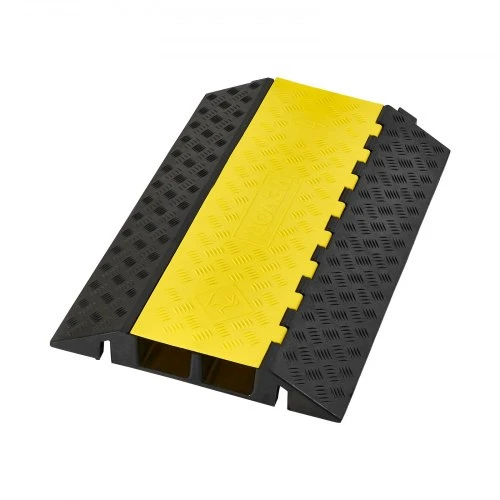 VEVOR Kabelio apsaugos rampa, 2 kanalai, 100 x 75 mm, juoda / geltona, 1 pakuotė