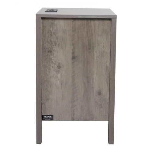 Sofa VEVOR Kaimiško stiliaus šoninis staliukas, 2 vnt., kvadratinis, su USB jungtimis ir lizdais, 3 aukštų, pilkas