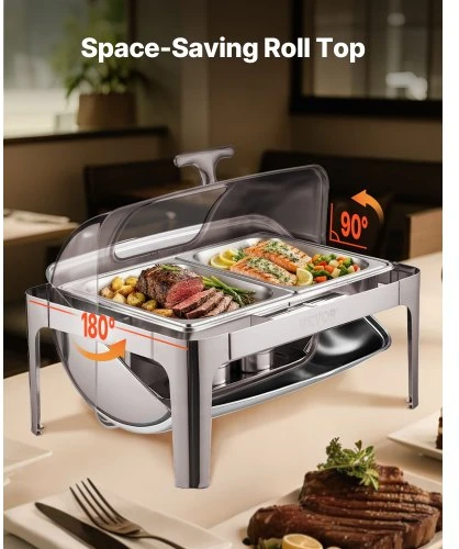 Koduva VEVOR kaitinimo indas „Roll Top“ 9 Qt, 1 vnt., nerūdijančio plieno, sidabrinis