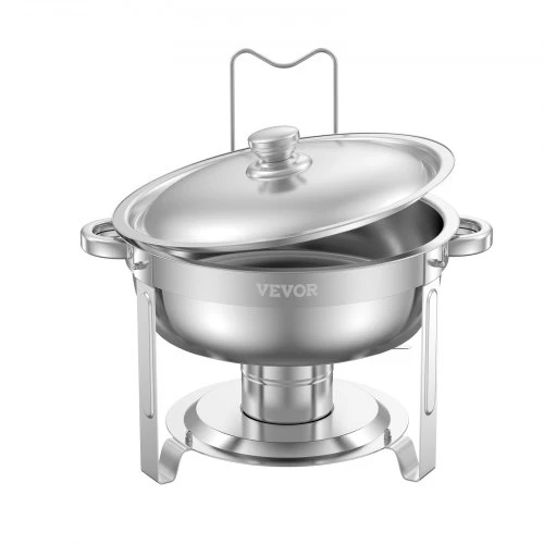VEVOR Kaitinimo indų bufeto rinkinys, 5 qt, 2 vnt., nerūdijančio plieno, sidabrinis