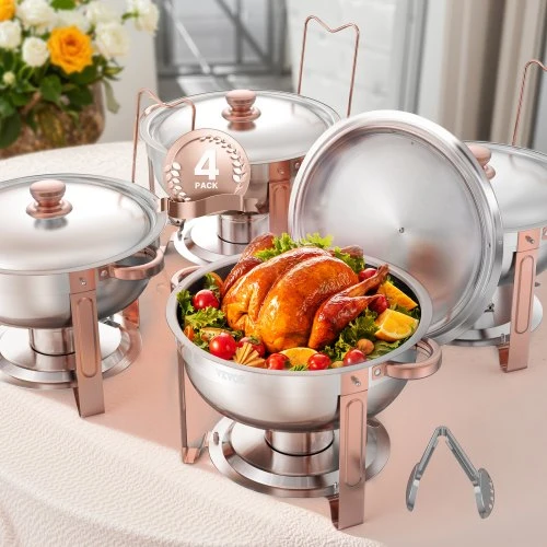 VEVOR Kaitinimo indų rinkinys, 5 Qt, 4 vnt., nerūdijančio plieno, rožinio aukso