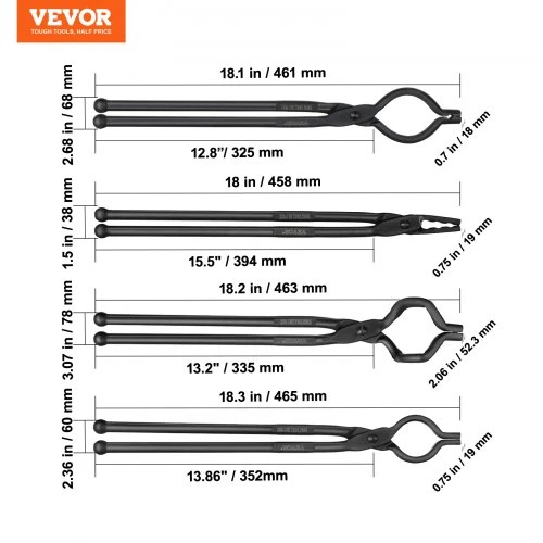 VEVOR Kalvystės replės, 45,7 cm, 4 vnt., V formos, Wolf Jaw, Z V-Bit ir suėmimo replės