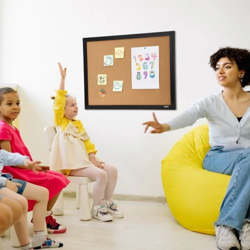 VEVOR Kamštinė lenta, 36 x 24 col., su MDF rėmu, su 10 smeigtukų