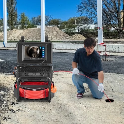 VEVOR Kanalizacijos kamera, 165 ft/50 m, savaime išsilyginanti, 512 Hz siųstuvas, 9" ekranas, 1080P HD, 12 LED, 32 GB kortelė