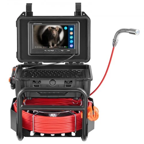 VEVOR Kanalizacijos kamera, 165 ft/50 m, savaime išsilyginanti, 512 Hz siųstuvas, 9" ekranas, 1080P HD, 12 LED, 32 GB kortelė