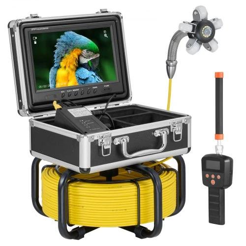 VEVOR Kanalizacijos kamera su 512 Hz lokatoriumi, 30 m, savaime lygiuojanti, 9" 1080P ekranas, 36X priartinimas, 12 LED, 32 GB SD