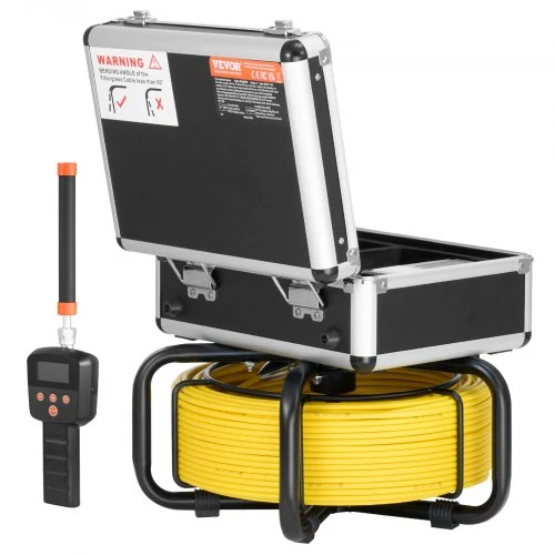 VEVOR Kanalizacijos kamera su 512 Hz lokatoriumi, 30 m, savaime lygiuojanti, 9" 1080P ekranas, 36X priartinimas, 12 LED, 32 GB SD