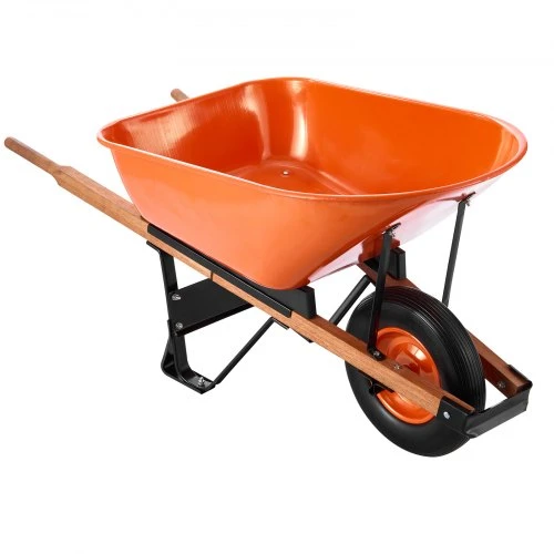Koduva VEVOR karutis su ratuku WB-007A, 6 kub. pėd. / 150 kg, oranžinis ir juodas